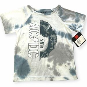 AC/DC Unisex 4T Toddler T Shirt Tie Dye Short Sleeve Round Neck Blue Gray NWT